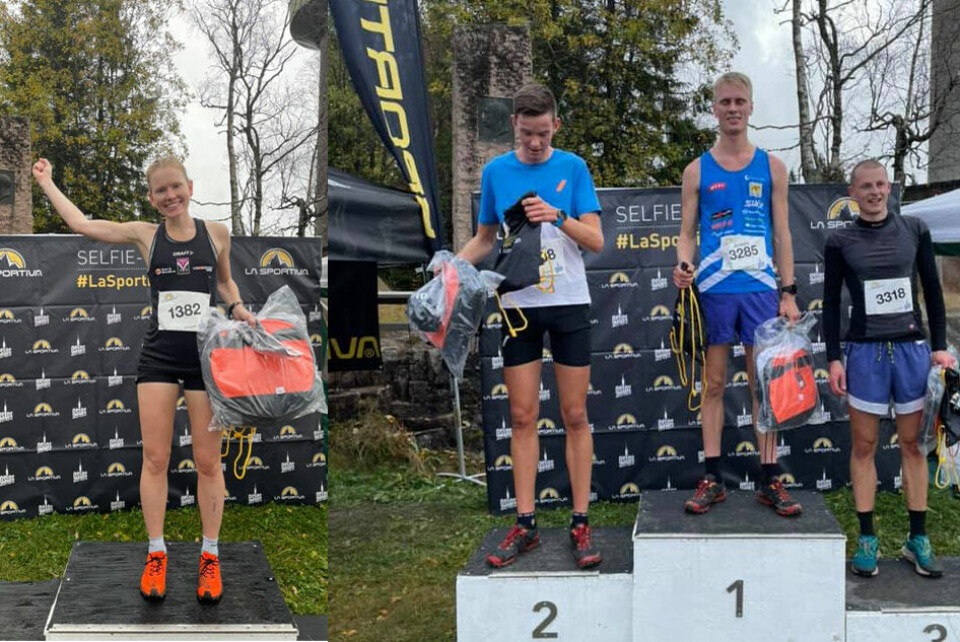 Karoline Holsen Kyte vant kvinneklassen. Premiepallen til høyre er fra puljen til vinner Anders Haga. Han er omkranset av Herman Brustad og Martin Jancus. (Foto: arrangørens FB-side). Karoline Holsen Kyte vant kvinneklassen. Premiepallen til høyre er fra puljen til vinner Anders Haga. Han er omkranset av Herman Brustad og Martin Jancus. (Foto: arrangørens FB-side).