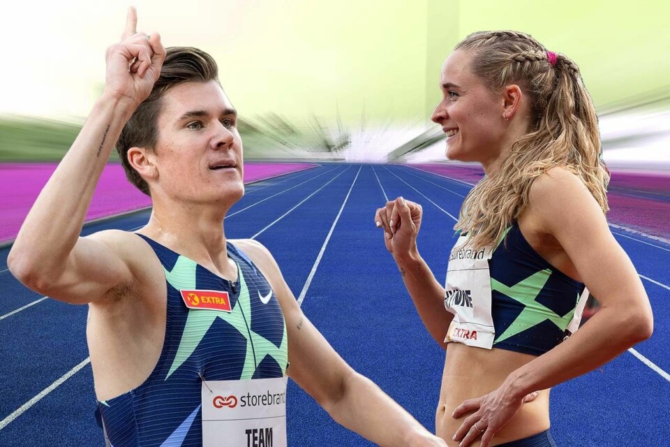 Jakob Ingebrigtsen og Hedda Hynne åpnet sesongen i torsdagens Meeting Lievin.Det endte med verdensrekord for Jakob. (Foto: Sylvain Cavatz (Jakob), Samuel Hafsahl (Hedda), Tom-Arild Hansen (montasje)) Jakob Ingebrigtsen og Hedda Hynne åpnet sesongen i torsdagens Meeting Lievin.Det endte med verdensrekord for Jakob. (Foto: Sylvain Cavatz (Jakob), Samuel Hafsahl (Hedda), Tom-Arild Hansen (montasje))