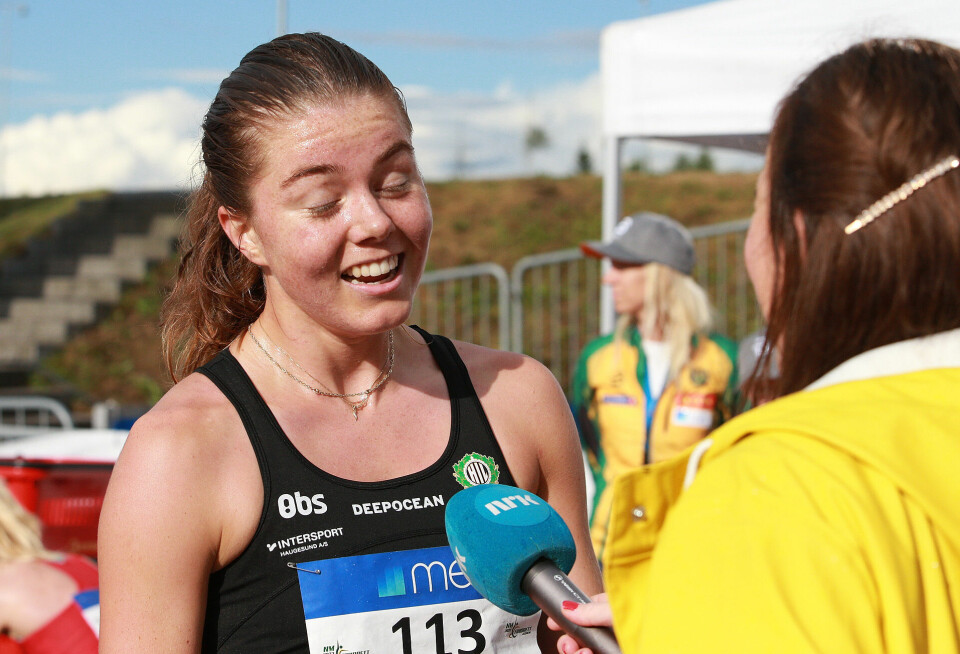 Dramatikk da Vilde Våge Henriksen vant NM-gull på hinder 3000m_hinder_damer_vinner_Vilde_Henriksen_intervjuies_av_NRK_AZ3T0769.jpg
