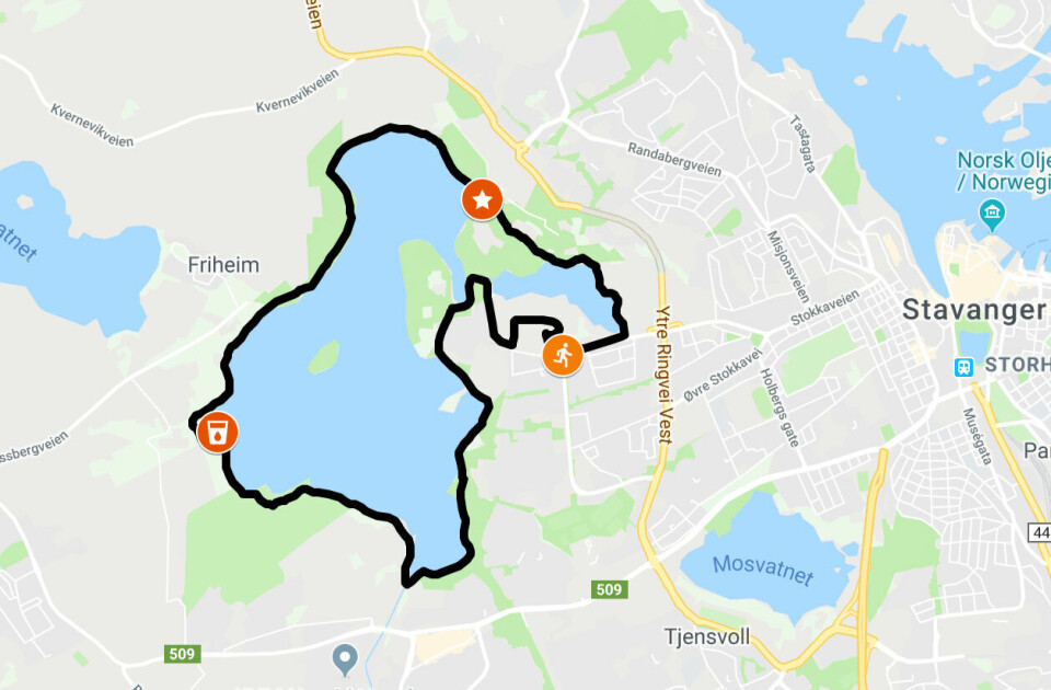 Løypa går, som navnet indikerer, rundt Stora og Litla Stokkavatnet i Stavanger. Løypa går, som navnet indikerer, rundt Stora og Litla Stokkavatnet i Stavanger.