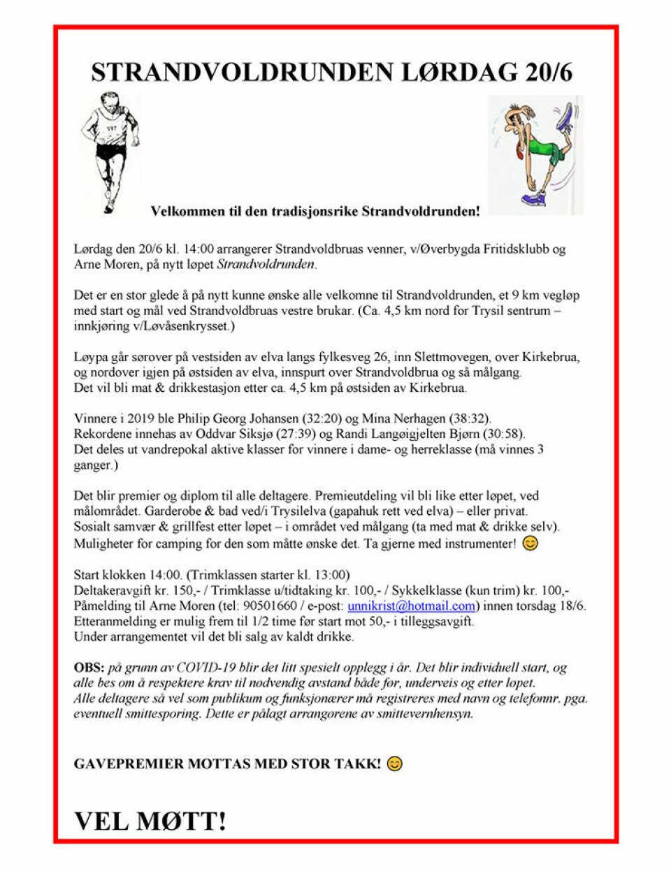 Strandvoldrunden med intervallstart i Trysil lørdag Strandvoldrunden-innbydelse 2020.png