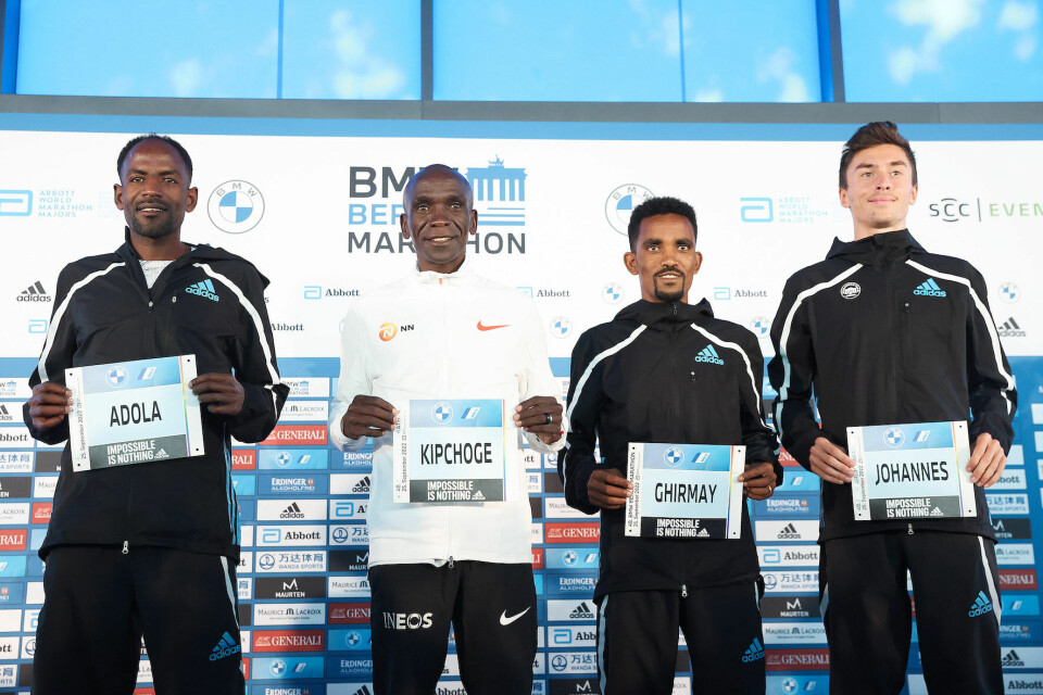 Noen favoritter: Guye Adola, Eliud Kipchoge, Ghirmay Ghebreslassie og tyske Johannes Motschmann. (Foto: photorun.net) Noen favoritter: Guye Adola, Eliud Kipchoge, Ghirmay Ghebreslassie og tyske Johannes Motschmann. (Foto: photorun.net)