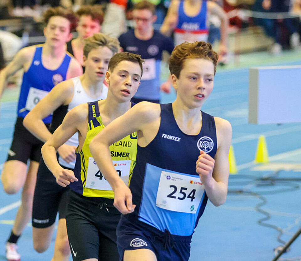 Vest var best på 800 m i G15 i UM Siste heat samlet fra start med Axel Wold Møller fra IL Koll i front.jpg