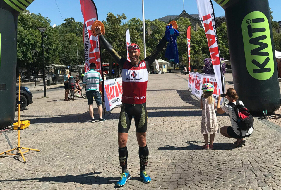 Svein-Erik Bakke til topps på kortdistansen i Swim-Run Karlstad sist lørdag. Svein-Erik Bakke til topps på kortdistansen i Swim-Run Karlstad sist lørdag.
