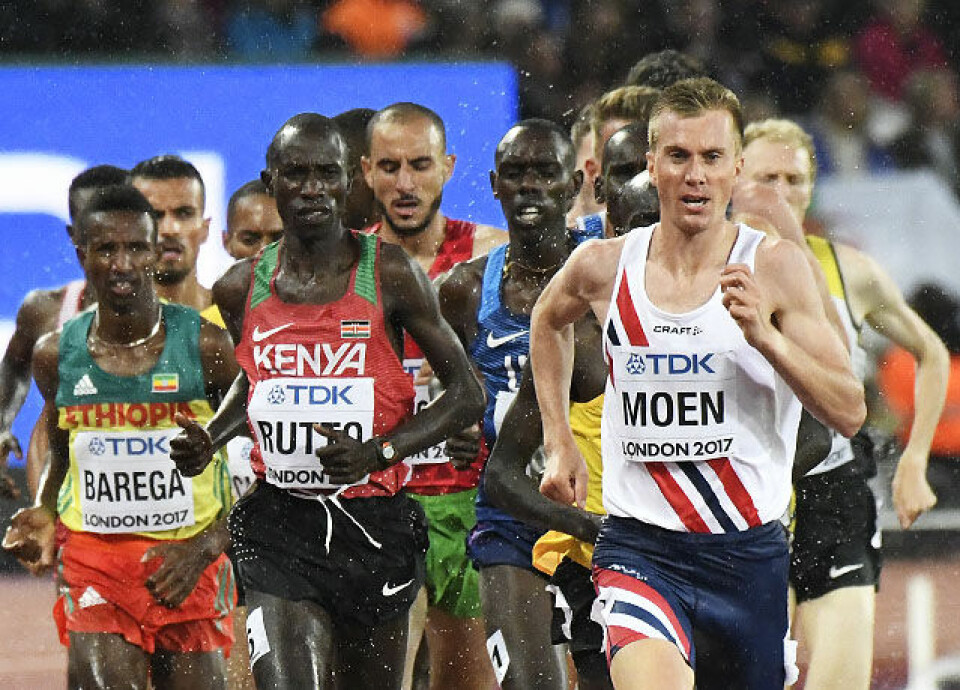 Sondre Nordstad Moen tok ansvar og dro flere runder av 5000 meteren. (Foto: Bjørn Johannessen) Sondre Nordstad Moen tok ansvar og dro flere runder av 5000 meteren. (Foto: Bjørn Johannessen)