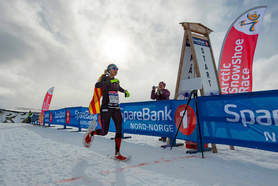 Katalansk dominans i det første trugeløpet i Tromsø, Artic Snowshoe Race Silvia_Zoniga_vinner1280.jpg