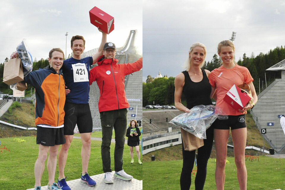Herreklassen ble vunnet av Eivind Lia (421) og kvinneklassen av Malin Hoelsveen (til høyre). Linn Aanesland ble nummer to blant damene, mens Henrik Holstad (til venstre) var nest best av mennene foran Lars Gurandsrud på tredjeplass. (Foto: arrangøren) Herreklassen ble vunnet av Eivind Lia (421) og kvinneklassen av Malin Hoelsveen (til høyre). Linn Aanesland ble nummer to blant damene, mens Henrik Holstad (til venstre) var nest best av mennene foran Lars Gurandsrud på tredjeplass. (Foto: arrangøren)