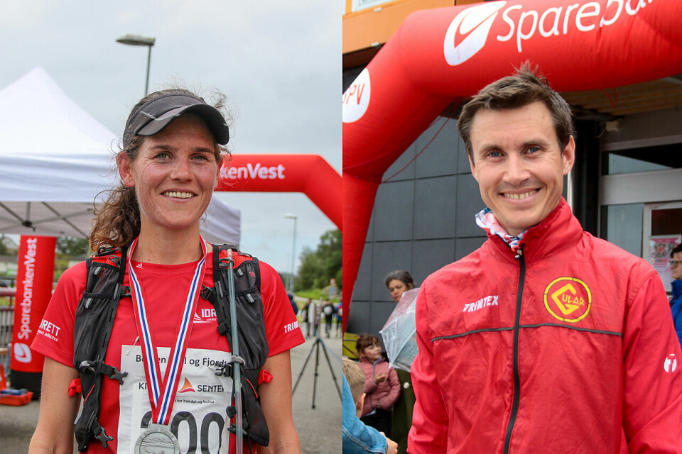 Kristina Fjelltveit Blindheim og Espen Kristiansen var beste kvinne og mann fra Fløyen til Knarvik. (Alle foto: Arne Dag Myking) Kristina Fjelltveit Blindheim og Espen Kristiansen var beste kvinne og mann fra Fløyen til Knarvik. (Alle foto: Arne Dag Myking)