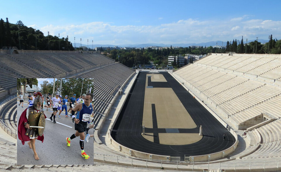 Målgang er på den antikke Panathenaic stadion som ble renovert til OL i Athen i 1896. (Foto: Wikipedia og Arne Storheim) Målgang er på den antikke Panathenaic stadion som ble renovert til OL i Athen i 1896. (Foto: Wikipedia og Arne Storheim)