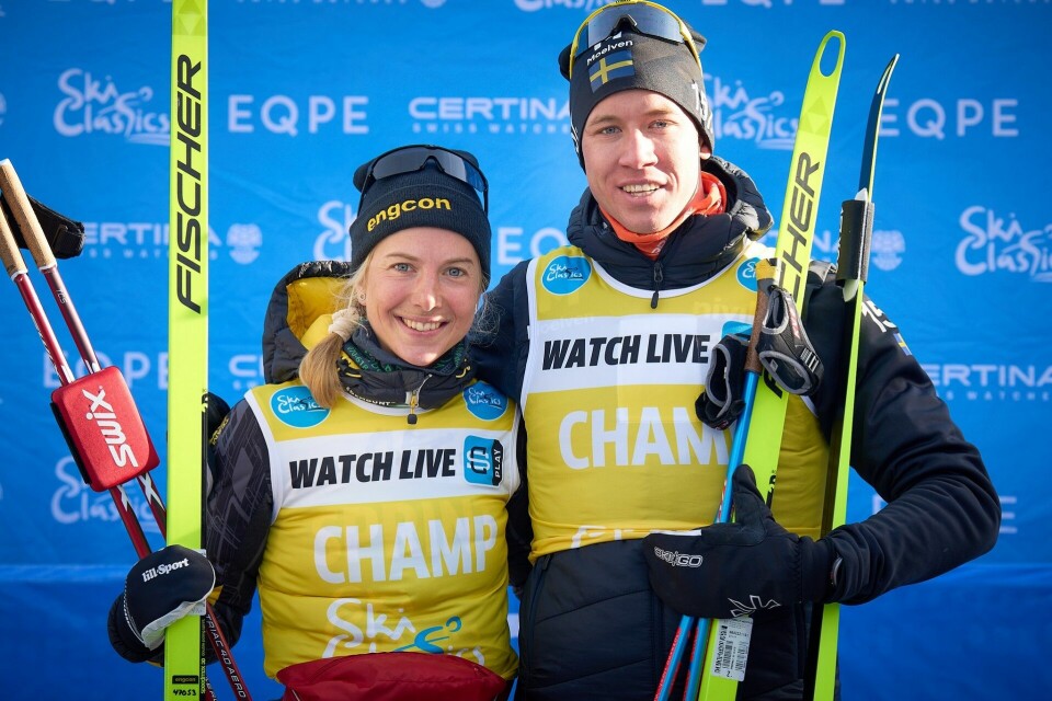 Ida Dahl og Emil Persson har vært kledd i gult så langt i Ski Classics-sesongen. (Foto: Vanzetta/Nordic Focus) Ida Dahl og Emil Persson har vært kledd i gult så langt i Ski Classics-sesongen. (Foto: Vanzetta/Nordic Focus)