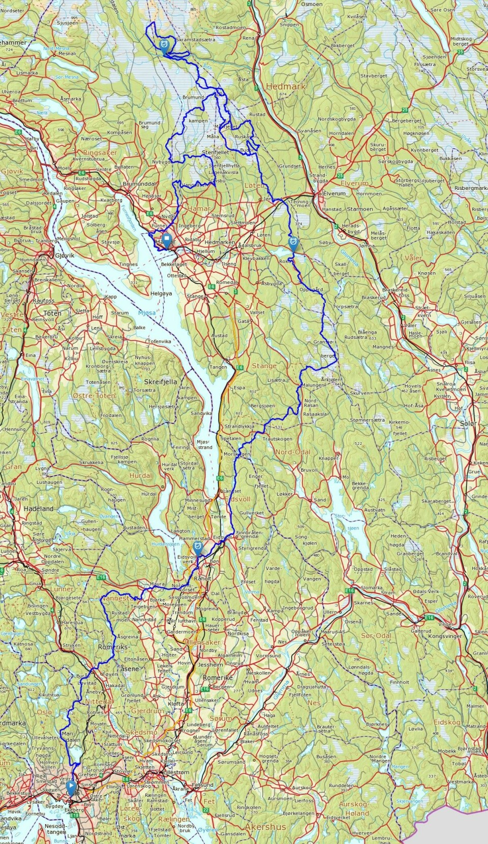Gaea Norvegica Trail, løpet der ingen kom til mål, der ingen kom halvveis Løypekart.jpg