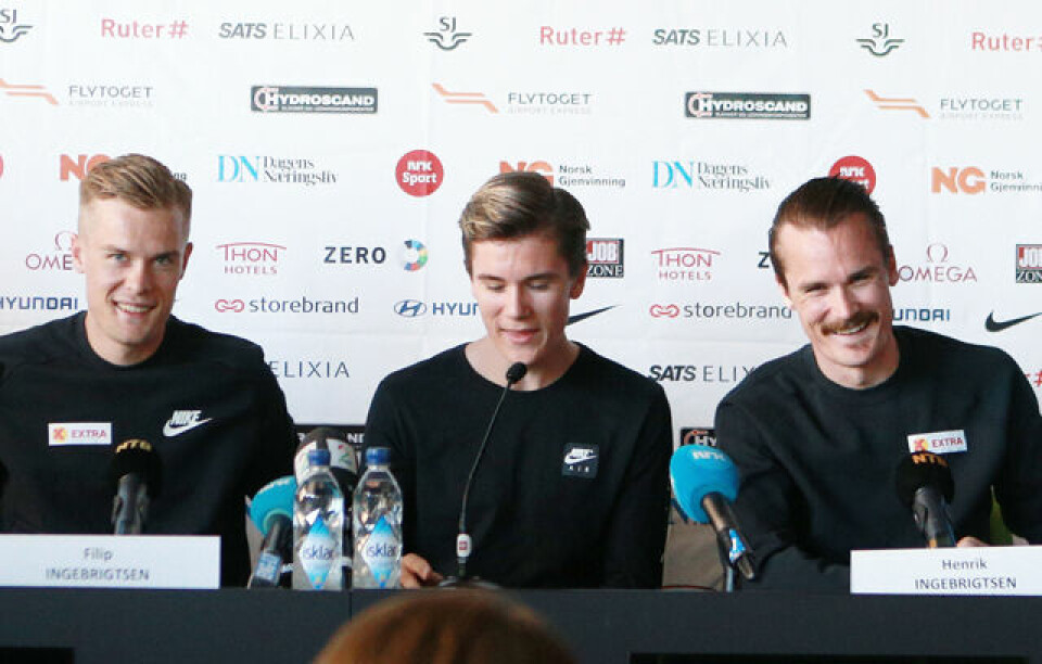 Filip Ingebrigtsen skadet seg under et løp i USA for en måned siden. Nå har han fått klarsignal for å delta i Bislett Games og dermed er hele brødretrioen klar for torsdagens stevne. (Foto: Kjell Vigestad) Filip Ingebrigtsen skadet seg under et løp i USA for en måned siden. Nå har han fått klarsignal for å delta i Bislett Games og dermed er hele brødretrioen klar for torsdagens stevne. (Foto: Kjell Vigestad)