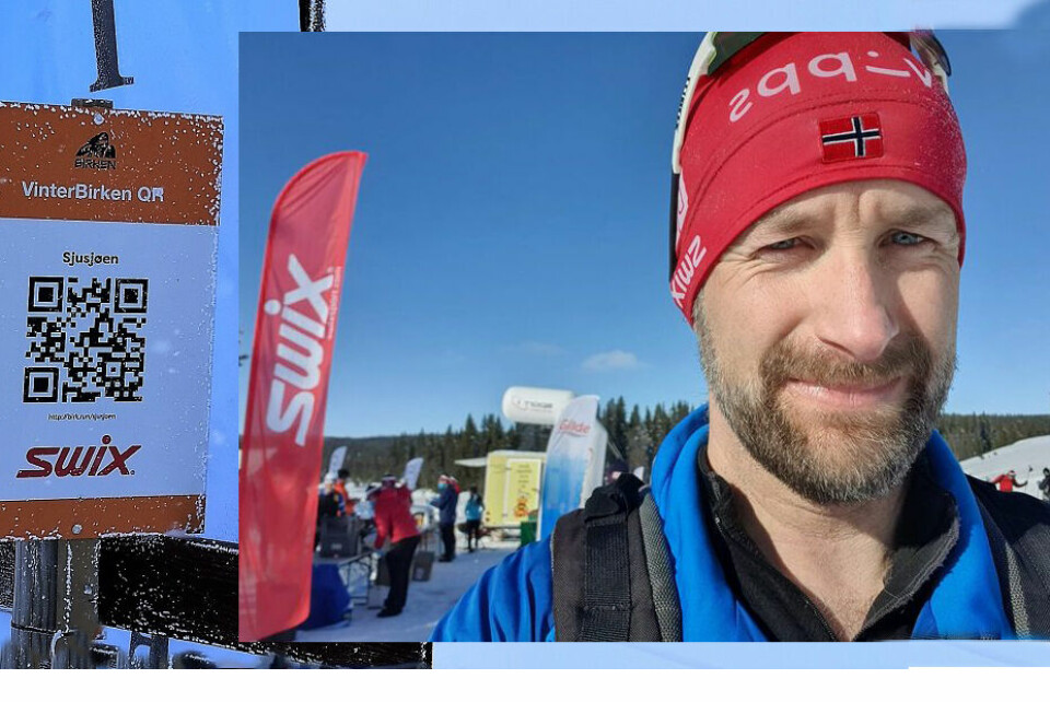 Tor Knudsen plukket med seg QR-koder i skiløypen mellom Rena og Lillehammer. (Foto: Rolf Bakken/Tor Knudsen) Tor Knudsen plukket med seg QR-koder i skiløypen mellom Rena og Lillehammer. (Foto: Rolf Bakken/Tor Knudsen)