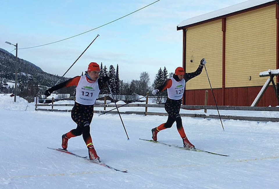 Mange tøffe dueller i Beiasprinten. Her er det Tor-Magnus Mundal Skredegård, Gol IL som til venstre avgjør duellen i klasse 19/20 år mot Asle Grøthe, Torpo IL Foto: Arrangøren Mange tøffe dueller i Beiasprinten. Her er det Tor-Magnus Mundal Skredegård, Gol IL som til venstre avgjør duellen i klasse 19/20 år mot Asle Grøthe, Torpo IL Foto: Arrangøren