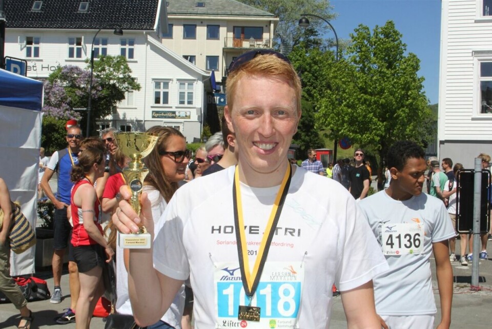 Andreas Øksendal vant maraton. (Foto: Arrangøren) Andreas Øksendal vant maraton. (Foto: Arrangøren)