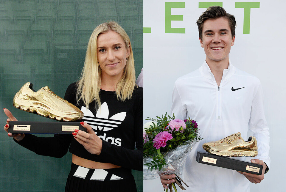Karoline Bjerkeli Grøvdal og Jakob Ingebrigtsen kan motta Kondis' gullsko som landets beste langdistanseløpere i 2019. (Foto: Bjørn Johannessen) Karoline Bjerkeli Grøvdal og Jakob Ingebrigtsen kan motta Kondis' gullsko som landets beste langdistanseløpere i 2019. (Foto: Bjørn Johannessen)