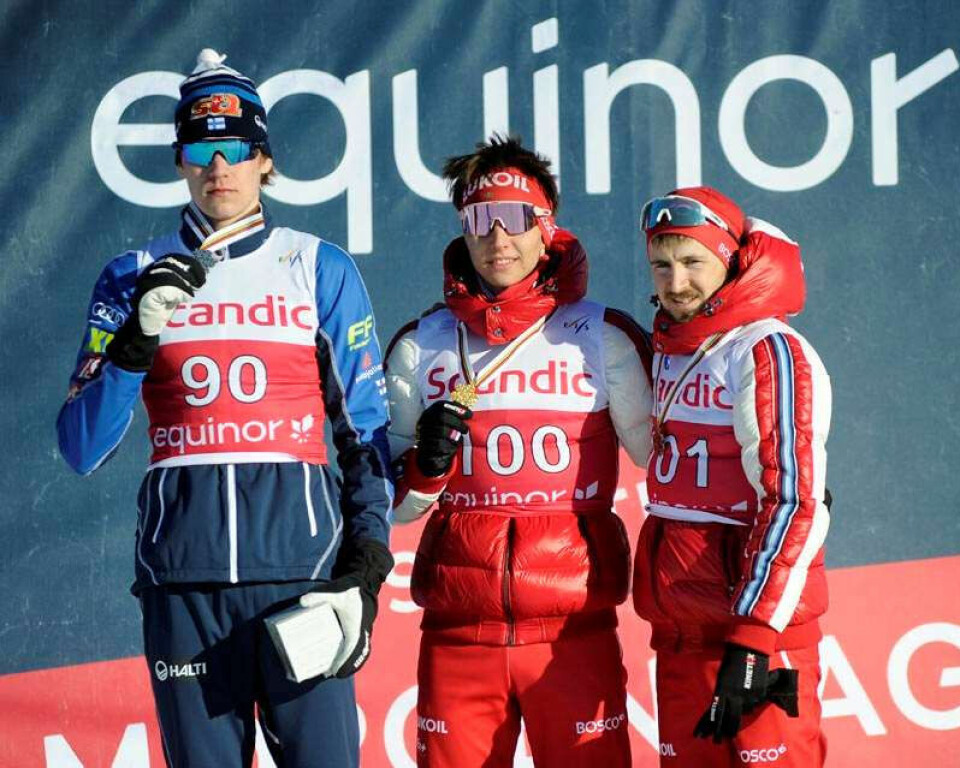 Bronse til Emma Kirkeberg Mørk på 5 km klassisk i U20-VM Lygna-pallen-10km-gutterU20.jpg