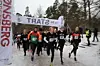 Starten på 5 km. Ole-Petter Fjeld (278) og Jonatan Vedvik (201) tar teten, tett fulgt av Trym Island (199) og Tore Hopen (254). Foto: Stine Skog Hansen