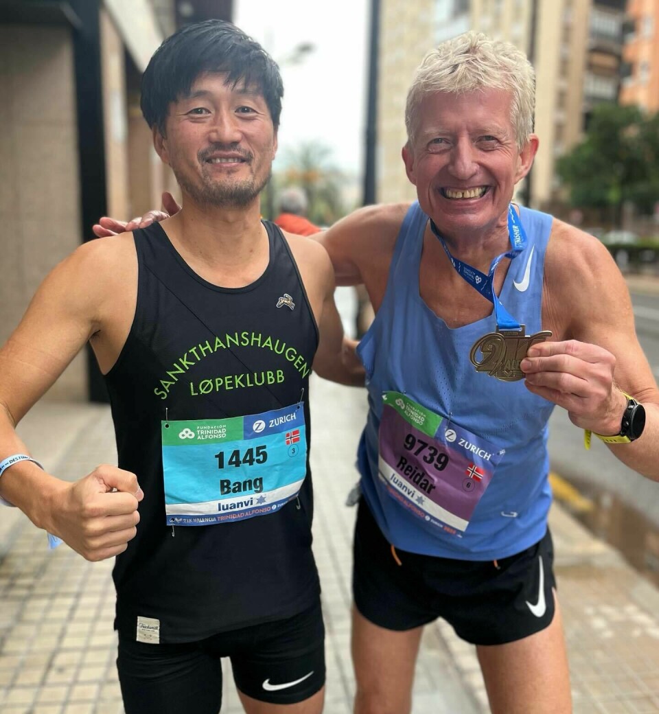 Mange gode norske resultater i Valencia halvmaraton Kjetil Bang Throndsen og Reidar Sobstad.jpg