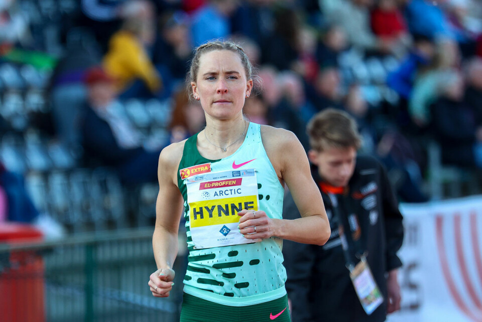 Hedda Hynne klar til start på sin 800 meter i Trond Mohn Games. (Alle foto: Arne Dag Myking) Hedda Hynne