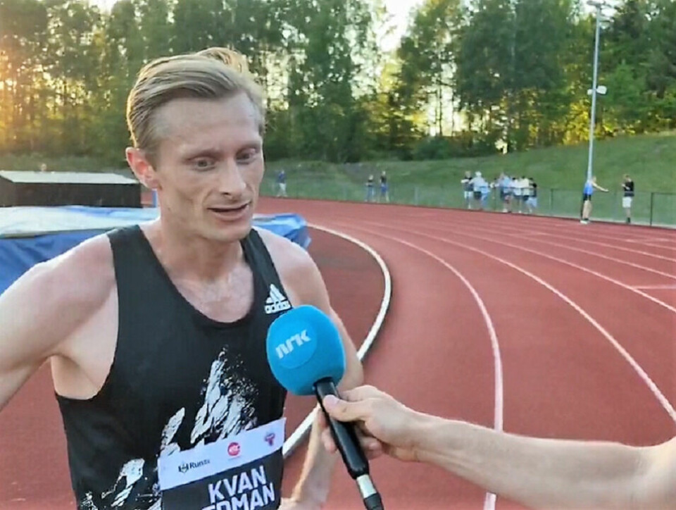 Ferdinand Kvan Edman intervjues av Jann Post i NRK's streaming av løpet i Tønsberg. Ferdinand Kvan Edman intervjues av Jann Post i NRK's streaming av løpet i Tønsberg.