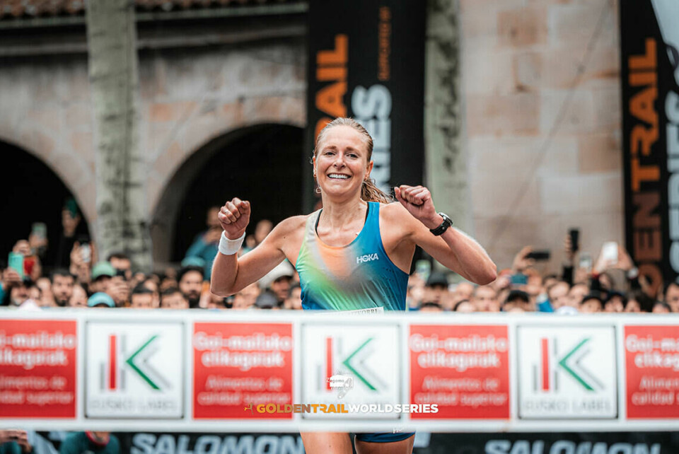 Sylvia Nordskar høyner innsatsen Sylvia Nordskar vinner Zegama Aizkorri. (Foto: @leo_rsl / Golden Trail Series)