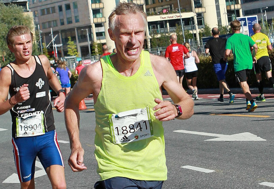 Kristen Aaby i Oslo Maraton 2015. (Foto: Kjell Vigestad) Kristen Aaby i Oslo Maraton 2015. (Foto: Kjell Vigestad)