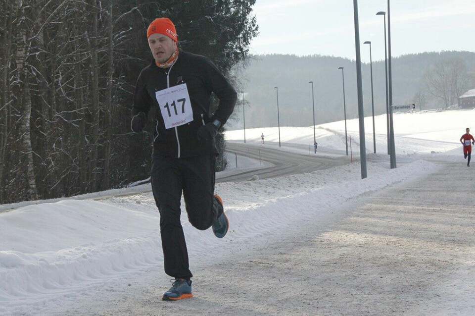 Første løp i Telemark Vinterkarusell ble arrangert i helga Karl Magnhus Mangerud mot mål.jpg