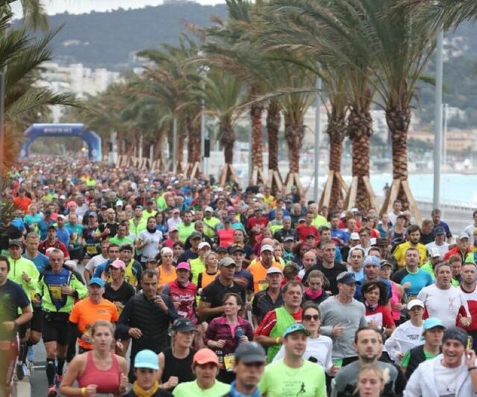 Fra Marathon des Alpes-Maritimes og starten i Nice (Foto: facebook/marathonnicecannes). Fra Marathon des Alpes-Maritimes og starten i Nice (Foto: facebook/marathonnicecannes).