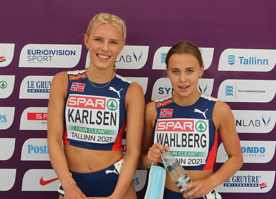 To norske jenter som har levert svært godt i årets U20-EM. Pernille Karlsen Antonsen (t.v) og Sigrid Bjørnsdatter Wahlberg. (Foto: Kjell Vigestad) To norske jenter som har levert svært godt i årets U20-EM. Pernille Karlsen Antonsen (t.v) og Sigrid Bjørnsdatter Wahlberg. (Foto: Kjell Vigestad)