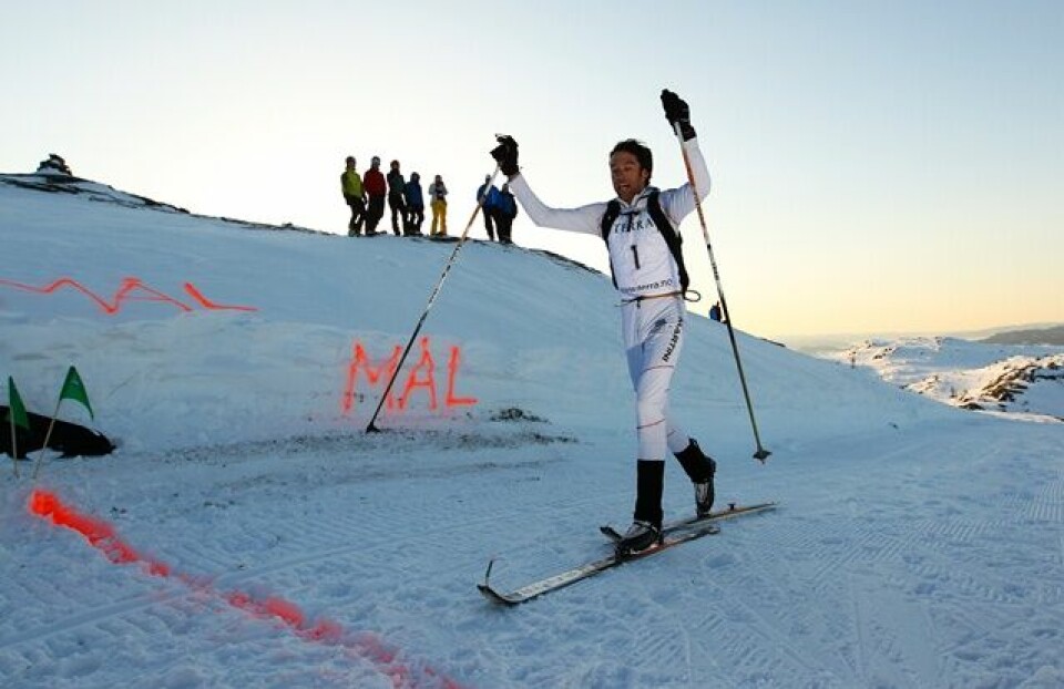 Petter Northug nr. 8 opp Vassfjellet