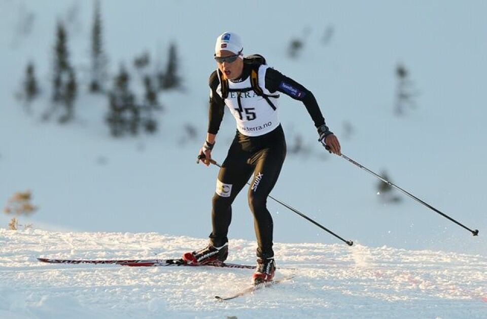 Petter Northug nr. 8 opp Vassfjellet