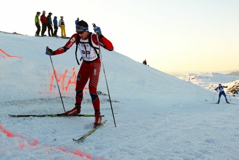 Petter Northug nr. 8 opp Vassfjellet