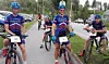 Team Trek Sparebanken Hedmark-kvartetten som kunne puste ut før de andre i Tolga sentrum mandag kveld (fra venstre): Knut Erik Nesteby, Christian Amdahl, Anders Fiskvik og Eirik Fiskvik (Foto: Team Trek Sparebanken Hedmark)