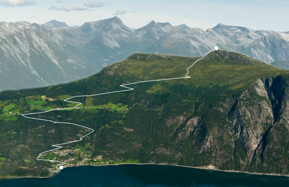 Løypetraseen til Mefjellet opp Løypetraseen til Mefjellet opp