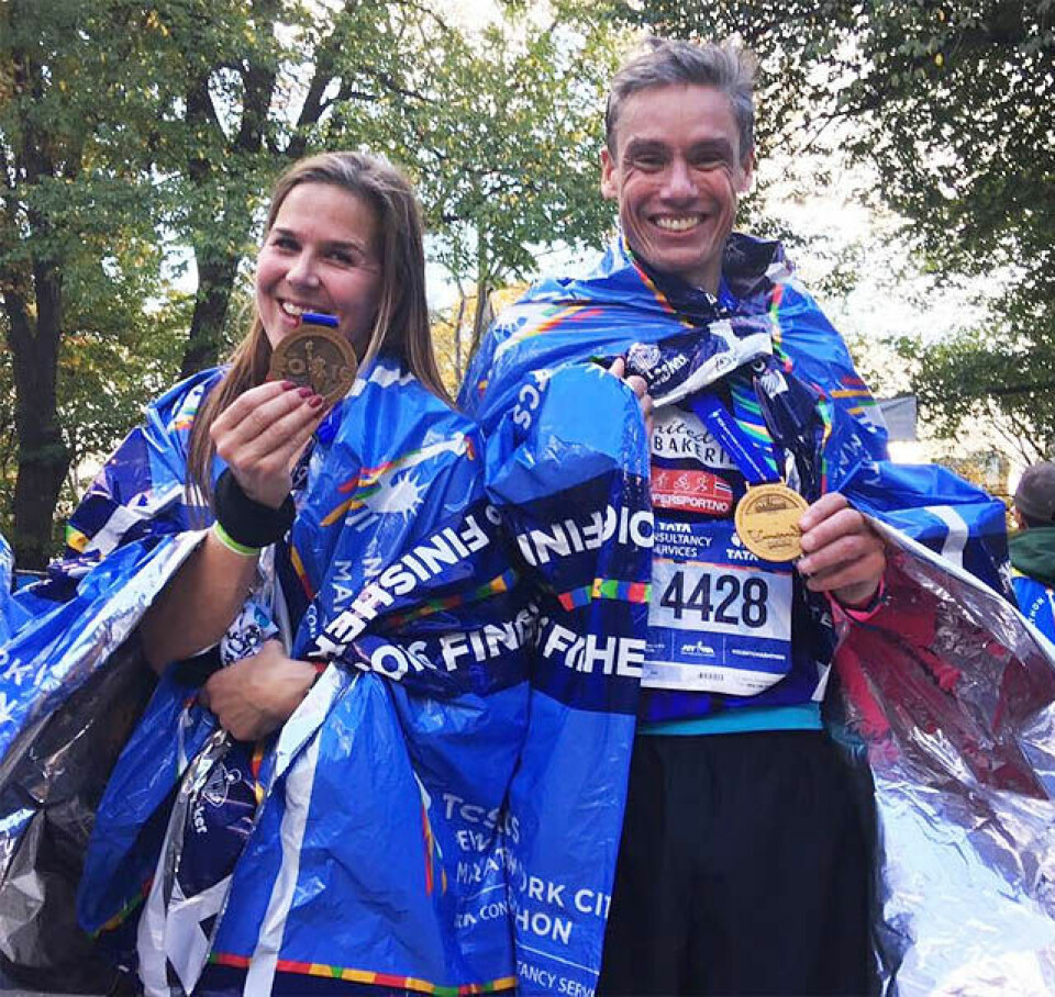 To norske klasseseire da Keitany og Ghebreslassie vant New York City Marathon Janicke_og_Tim.jpg