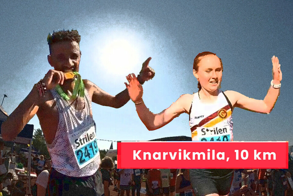Senay Fissehatsion og Adele Norheim Henriksen ble de to beste på Knarvikmilas 10 km i varmen og solskinnet. (All foto/video: Arne Dag Myking) Senay Fissehatsion og Adele Norheim Henriksen. Artistisk bilde.