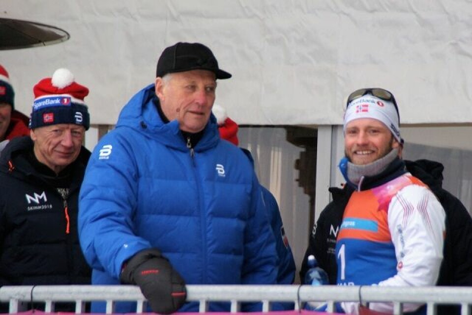 Marit Bjørgen og Martin Johnsrud Sundby vant skiathlon på Gåsbu Kongen_og_Martin.jpg