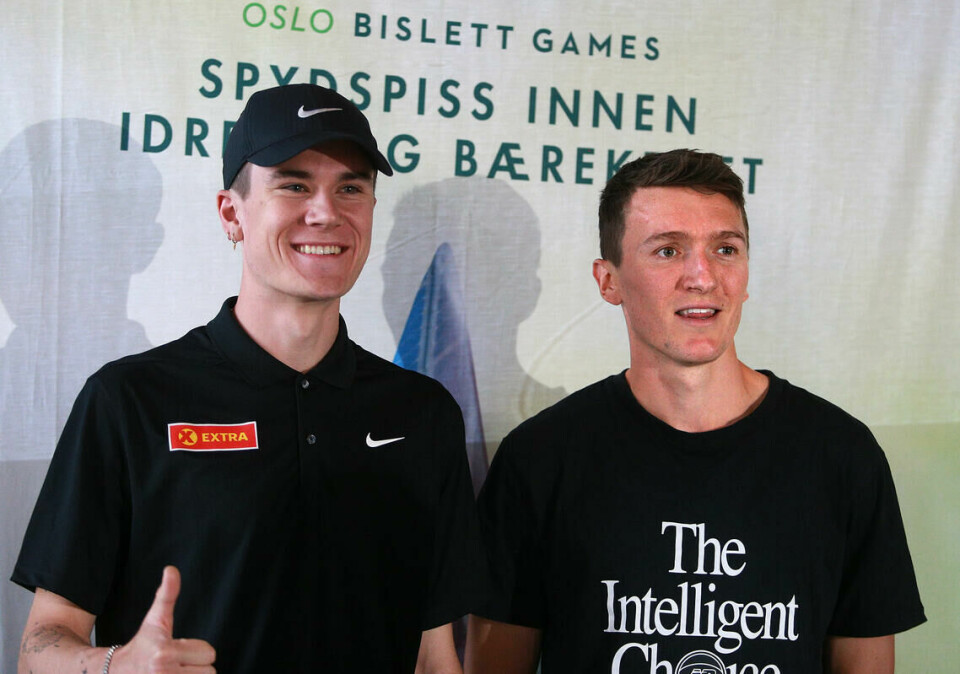 Jake Wightman, som slo Jakob Ingebrigtsen i VM i fjor, stiller ikke i år Stor favoritt: Jakob Ingebrigtsen er klart best av de 14 som skal løpe drømmemila på Bislett. Britiske Jake Wightman (th) har de nest beste persene og årsbestetidene i feltet. (Foto: Kjell Vigestad) i