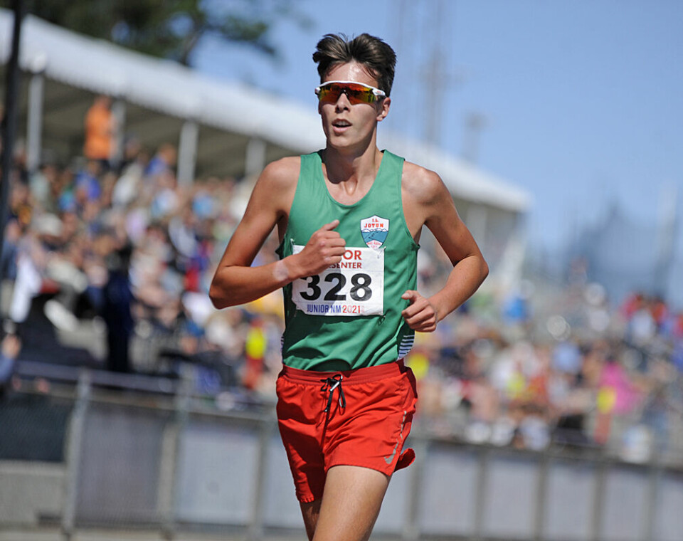 August Da Silva Sveen toppet i dag et godt mesterskap med en fin seier på 5000 meter. (Foto: Arne Dag Myking). August Da Silva Sveen toppet i dag et godt mesterskap med en fin seier på 5000 meter. (Foto: Arne Dag Myking).