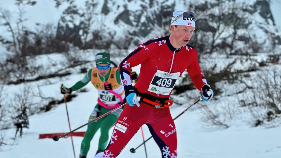 Aron Åkre Rysstad (409) og Hans Petter Rolke (407) leia ann i løypene i Brokke.(Foto: arrangøren) Aron Åkre Rysstad (409) og Hans Petter Rolke leia ann i løypene i Brokke.(Foto: arrangøren)