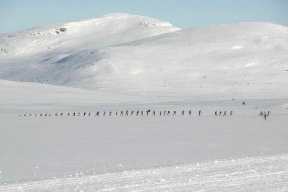 Fra Troll-løypa rett etter starten for de to lengste distansene, 120 og 95 km, på Venabygdsfjellet. (Foto fra rennets facebookside) Fra Troll-løypa rett etter starten for de to lengste distansene, 120 og 95 km, på Venabygdsfjellet. (Foto fra rennets facebookside)