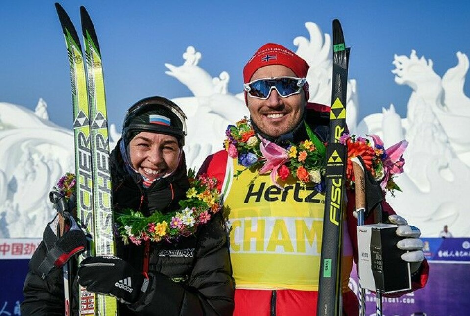 Andreas Nygaard og Olga Rotcheva vant Vasaloppet China (foto: Visma Ski Classics) Andreas Nygaard og Olga Rotcheva vant Vasaloppet China (foto: Visma Ski Classics)