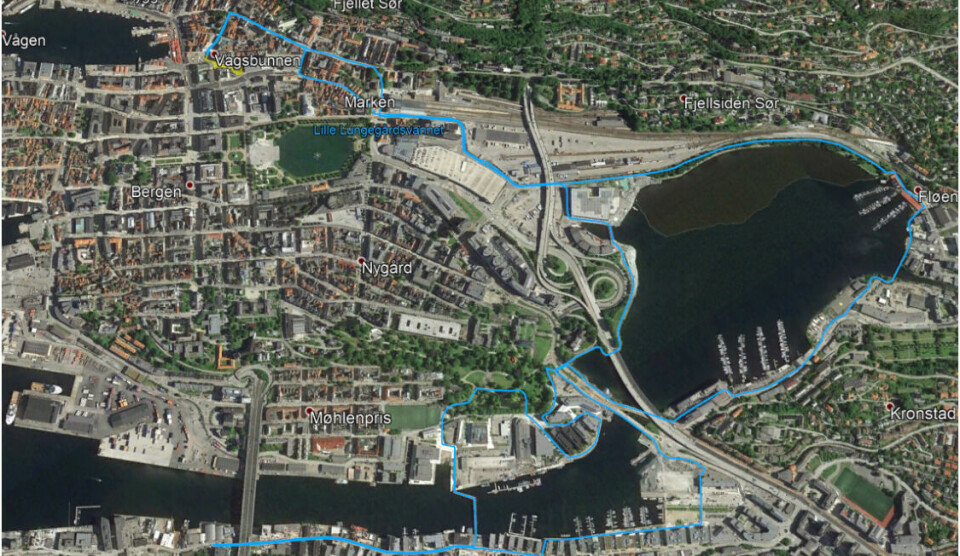 Bergen City Milen er kontrollmålt loeypekart