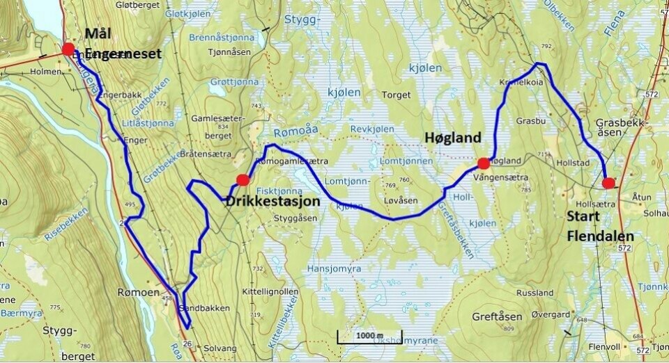 Kittillirennet i Trysil feirer 40 år med fristil søndag Kittillirennet-l¢ypekart.jpg