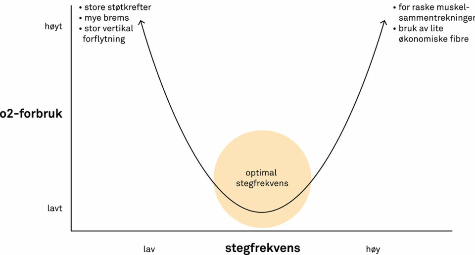 Frekvens i sentrum. Den viktige løpsøkonomien - del III Stegfrekvens-graf.jpg