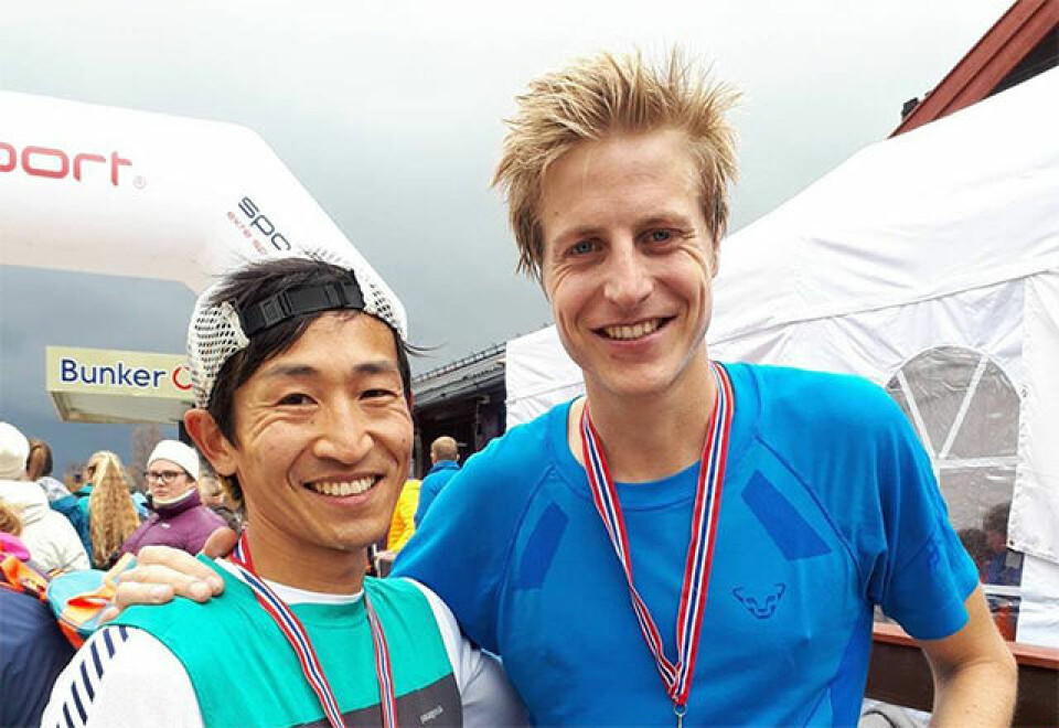 Håkon Urdal (til venstre) slo Gjermund Nordskar med drøye 4 minutter i Skåbu Fjellmaraton. (Foto: privat) Håkon Urdal (til venstre) slo Gjermund Nordskar med drøye 4 minutter i Skåbu Fjellmaraton. (Foto: privat)