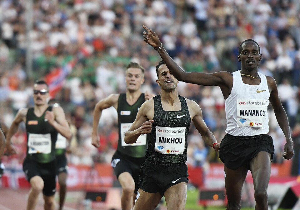 Elijah Manangoi løper inn til seier i Drømmemilen under Bislett Games i 2018, foran bl.a. to Ingebrigtsen-brødre. (Foto: Bjørn Johannessen) Elijah Manangoi løper inn til seier i Drømmemilen under Bislett Games i 2018, foran bl.a. to Ingebrigtsen-brødre. (Foto: Bjørn Johannessen)