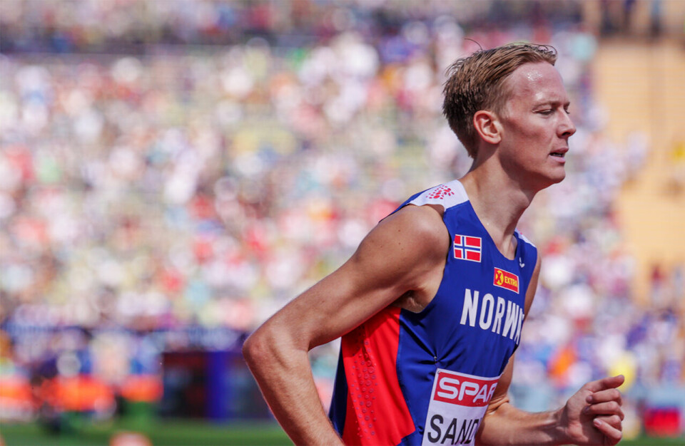 Fredrik Sandvik kunne iføre seg landslagsdrakten og delta på 3000 m hinder i EM i München sist sommer. (Foto: Arne Dag Myking) Fredrik Sandvik
