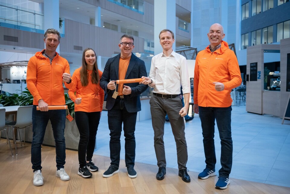 Sentrale aktører i Energistafetten (fra v.): Erik Egedahl, Kathrine Dalane,begge Bedriftsidretten Rogaland, Karl Johnny Hersvik, Aker BP, Michael Zechner, Wintershall Dea og Torger Været, daglig leder i Bedriftsidretten Rogaland. (Foto: Thor Oliversen). Sentrale aktører i Engergistafetten (fra v.): Erik Egedahl, Kathrine Dalane, (begge Bedriftsidretten Rogaland), Karl Johnny Hersvik (Aker BP), Michael Zechner, (Wintershall Dea) og Torger Været (Bedriftsidretten Rogaland). (Foto: Thor Oliversen)